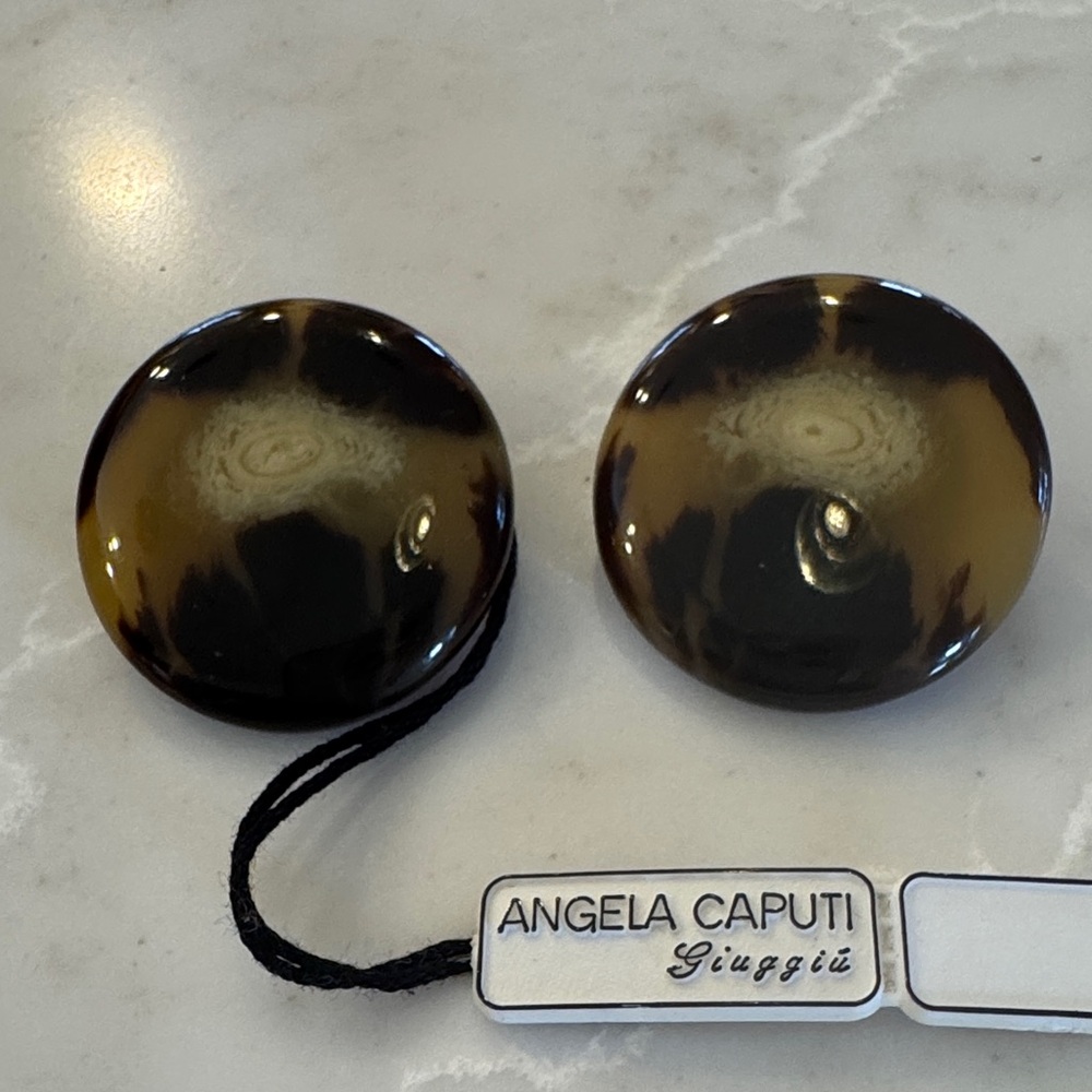 Angela Caputi Tortoise Shell Clip-On Earrings